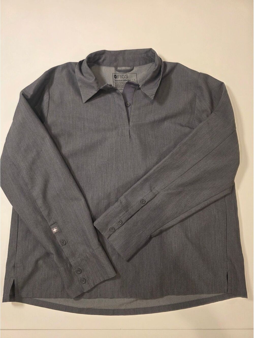 FIGS Nala Long Sleeve Scrub Top Womens Large Graphite Grey Technical Collection